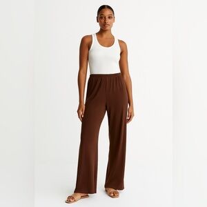 Splendid Brown Pointelle Wide-Leg Lounge Pants